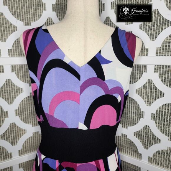 Rabbit Rabbit Rabbit Designs Women's Geometric V Neck Sleeveless Dress Size 8 - Picture 7 of 10